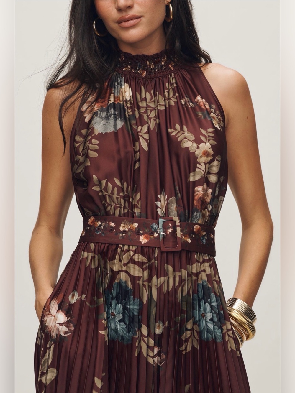 Anthropologie x Ranna Gill Pleated Mock-Neck Floral Jumpsuit NWT - Picture 2 of 7